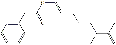 フェニル酢酸6,7-ジメチル-1,7-オクタジエニル 化学構造式