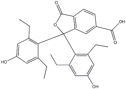1,1-ビス(2,6-ジエチル-4-ヒドロキシフェニル)-1,3-ジヒドロ-3-オキソイソベンゾフラン-6-カルボン酸 化学構造式