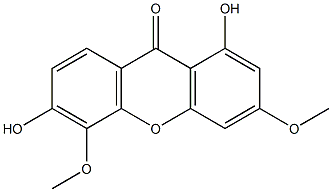 1,6-ジヒドロキシ-3,5-ジメトキシキサントン 化学構造式