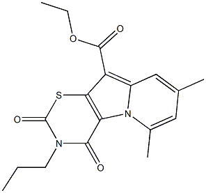 3,4-Dihydro-2,4-dioxo-3-propyl-6,8-dimethyl-2H-1,3-thiazino[6,5-b]indolizine-10-carboxylic acid ethyl ester Structure