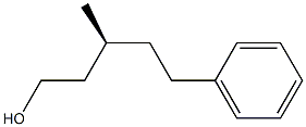 [S,(-)]-3-メチル-5-フェニル-1-ペンタノール 化学構造式