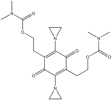 2,5-ビス(1-アジリジニル)-3,6-ビス[2-(ジメチルアミノカルボニルオキシ)エチル]-1,4-ベンゾキノン 化学構造式