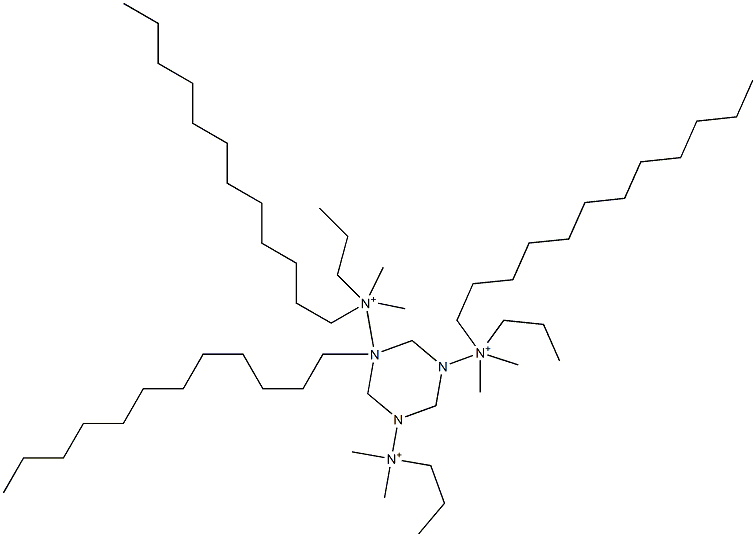 N,N',N''-Tridodecyl-N,N,N',N',N'',N''-hexamethyl-1,3,5-triazine-1,3,5(2H,4H,6H)-tripropan-1-aminium 结构式