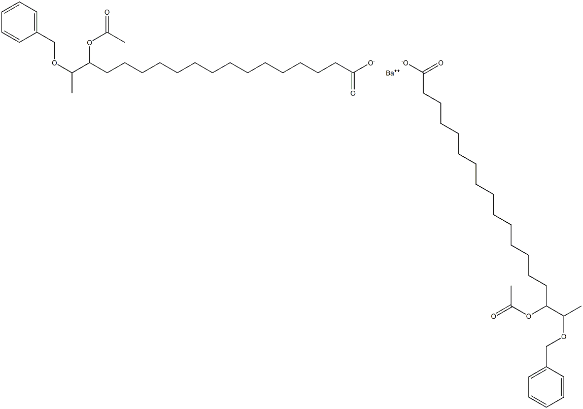 ビス(17-ベンジルオキシ-16-アセチルオキシステアリン酸)バリウム 化学構造式