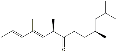 (6R,10S,2E,4E)-4,6,10,12-テトラメチル-2,4-トリデカジエン-7-オン 化学構造式