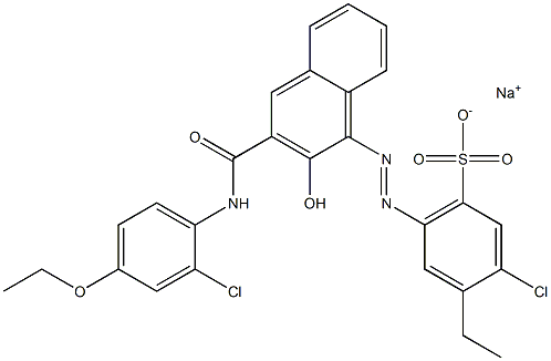 3-Chloro-4-ethyl-6-[[3-[[(2-chloro-4-ethoxyphenyl)amino]carbonyl]-2-hydroxy-1-naphtyl]azo]benzenesulfonic acid sodium salt Structure