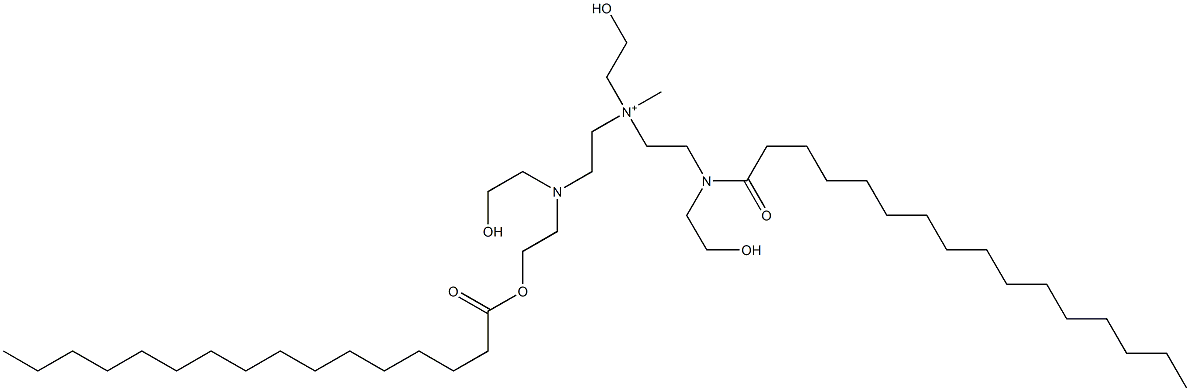 N-(2-ヒドロキシエチル)-N-[2-[(2-ヒドロキシエチル)(1-オキソヘキサデシル)アミノ]エチル]-2-[(2-ヒドロキシエチル)[2-[(1-オキソヘキサデシル)オキシ]エチル]アミノ]-N-メチルエタンアミニウム 化学構造式