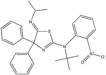 2-[tert-Butyl(2-nitrophenyl)amino]-5-(isopropylimino)-4,4-diphenyl-2-thiazoline 结构式