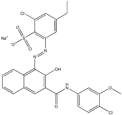 2-Chloro-4-ethyl-6-[[3-[[(4-chloro-3-methoxyphenyl)amino]carbonyl]-2-hydroxy-1-naphtyl]azo]benzenesulfonic acid sodium salt Structure
