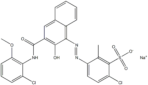 2-Chloro-6-methyl-5-[[3-[[(2-chloro-6-methoxyphenyl)amino]carbonyl]-2-hydroxy-1-naphtyl]azo]benzenesulfonic acid sodium salt,,结构式