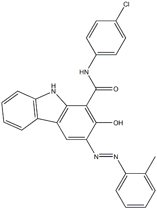 N-(4-クロロフェニル)-3-[(2-メチルフェニル)アゾ]-2-ヒドロキシ-9H-カルバゾール-1-カルボアミド 化学構造式