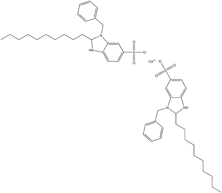 ビス(1-ベンジル-2-デシル-2,3-ジヒドロ-1H-ベンゾイミダゾール-6-スルホン酸)カルシウム 化学構造式