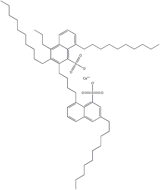 ビス(3,8-ジデシル-1-ナフタレンスルホン酸)カルシウム 化学構造式