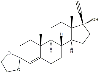 (17R)-3,3-Ethylenebisoxy-17-hydroxypregn-4-en-20-yne Struktur