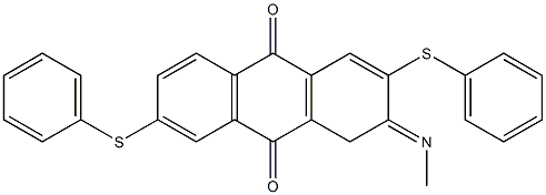 3,4-ジヒドロ-2,6-ビス(フェニルチオ)-3-(メチルイミノ)アントラキノン 化学構造式