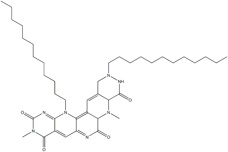 7a,8,10,11,12,14-Hexahydro-3,8-dimethyl-11,14-didodecyl-1,3,6,8,10,11,14-heptaazapentaphene-2,4,7,9(3H,8aH)-tetrone Structure