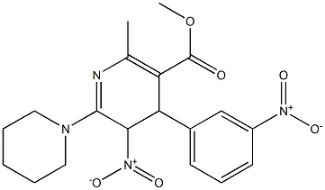 4,5-Dihydro-2-methyl-4-(3-nitrophenyl)-6-[piperidino]-5-nitronicotinic acid methyl ester Struktur