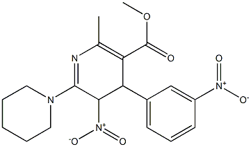 4,5-Dihydro-2-methyl-4-(3-nitrophenyl)-6-[piperidino]-5-nitronicotinic acid methyl ester Structure