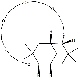 [1R,4S,21S,24R,(+)]-3,3,22,22-テトラメチル-5,8,11,14,17,20-ヘキサオキサトリシクロ[19.4.0.04,24]ペンタコサン 化学構造式