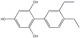 2-(3,4-ジエチルフェニル)ベンゼン-1,3,5-トリオール 化学構造式