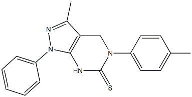 3-Methyl-1-phenyl-5-(p-tolyl)-4,5-dihydro-1H-pyrazolo[3,4-d]pyrimidine-6(7H)-thione,,结构式