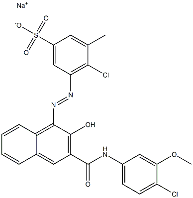 4-Chloro-3-methyl-5-[[3-[[(4-chloro-3-methoxyphenyl)amino]carbonyl]-2-hydroxy-1-naphtyl]azo]benzenesulfonic acid sodium salt,,结构式