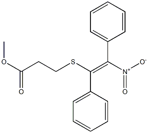 3-[(E)-2-Nitro-1,2-diphenylethenylthio]propionic acid methyl ester Structure