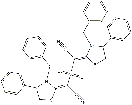 フェニル[シアノ(3-ベンジルチアゾリジン-2-イリデン)メチル]スルホン 化学構造式