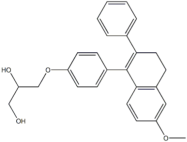 3-[p-(6-メトキシ-2-フェニル-3,4-ジヒドロナフタレン-1-イル)フェノキシ]-1,2-プロパンジオール 化学構造式