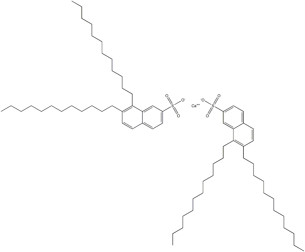 ビス(7,8-ジドデシル-2-ナフタレンスルホン酸)カルシウム 化学構造式