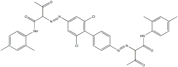 4,4'-ビス[[1-(2,4-ジメチルフェニルアミノ)-1,3-ジオキソブタン-2-イル]アゾ]-2,6-ジクロロ-1,1'-ビフェニル 化学構造式