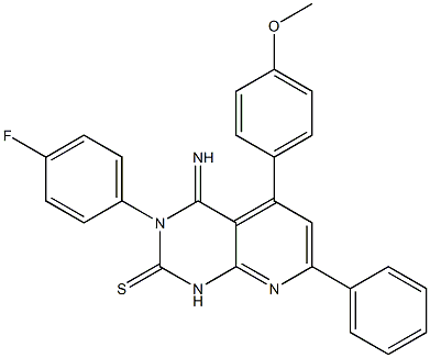 3,4-Dihydro-3-(4-fluorophenyl)-4-imino-5-(4-methoxyphenyl)-7-phenylpyrido[2,3-d]pyrimidine-2(1H)-thione 结构式