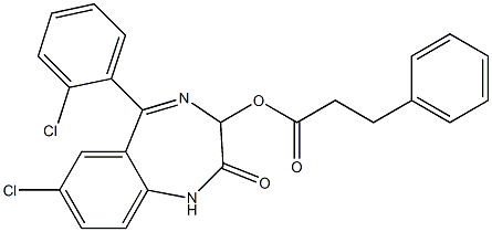 1,3-Dihydro-5-(2-chlorophenyl)-7-chloro-2-oxo-2H-1,4-benzodiazepin-3-ol 3-phenylpropionate