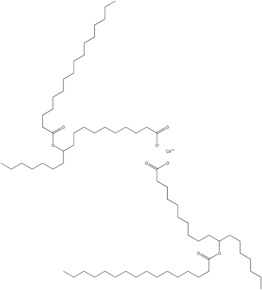 Bis(11-hexadecanoyloxyoctadecanoic acid)calcium salt,,结构式