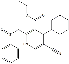 5-Cyano-1,4-dihydro-6-methyl-2-[phenylsulfinylmethyl]-4-cyclohexylpyridine-3-carboxylic acid ethyl ester,,结构式