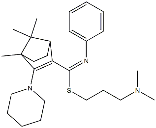 4,7,7-Trimethyl-3-piperidino-N-phenylbicyclo[2.2.1]hept-2-ene-2-carbimidothioic acid [3-(dimethylamino)propyl] ester Structure