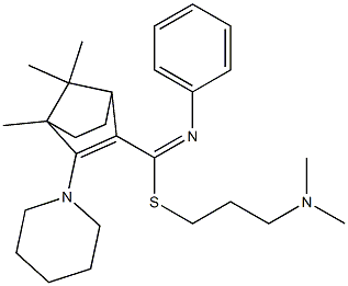 4,7,7-Trimethyl-3-piperidino-N-phenylbicyclo[2.2.1]hept-2-ene-2-carbimidothioic acid [3-(dimethylamino)propyl] ester