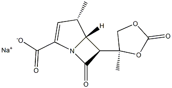 (4S,5R,6S)-4-Methyl-6-[(4S)-4-methyl-2-oxo-1,3-dioxolan-4-yl]-7-oxo-1-azabicyclo[3.2.0]hept-2-ene-2-carboxylic acid sodium salt 结构式