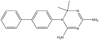 2,4-Diamino-6,6-dimethyl-5,6-dihydro-5-(4-phenylphenyl)-1,3,5-triazine Struktur