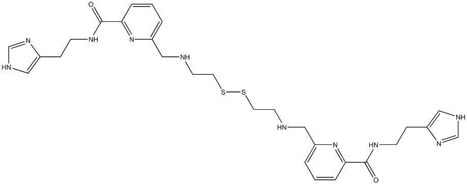 6,6'-[Dithiobisethylenebis(iminomethylene)]bis[N-[2-(1H-imidazol-4-yl)ethyl]pyridine-2-carboxamide] 结构式