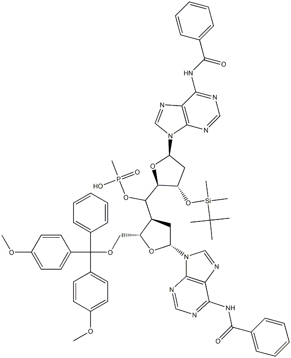 Methylphosphonic acid [5'-O-(4,4'-dimethoxytrityl)-N-benzoyl-2'-deoxy-3'-adenosyl][3'-O-(tert-butyldimethylsilyl)-N-benzoyl-2'-deoxy-5'-adenosyl] ester