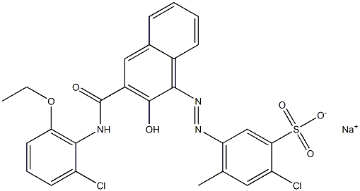 2-Chloro-4-methyl-5-[[3-[[(2-chloro-6-ethoxyphenyl)amino]carbonyl]-2-hydroxy-1-naphtyl]azo]benzenesulfonic acid sodium salt 结构式