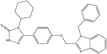 5-[4-[(1-ベンジル-1H-ベンゾイミダゾール-2-イル)メトキシ]フェニル]-4-シクロヘキシル-2H-1,2,4-トリアゾール-3(4H)-チオン 化学構造式