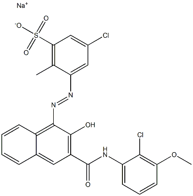 3-Chloro-6-methyl-5-[[3-[[(2-chloro-3-methoxyphenyl)amino]carbonyl]-2-hydroxy-1-naphtyl]azo]benzenesulfonic acid sodium salt,,结构式