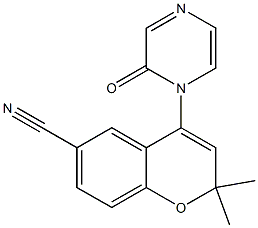 2,2-Dimethyl-4-[(2-oxo-1,2-dihydropyrazin)-1-yl]-2H-1-benzopyran-6-carbonitrile,,结构式