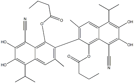 1,1'-Bis(butyryloxy)-6,6',7,7'-tetrahydroxy-5,5'-diisopropyl-3,3'-dimethyl-2,2'-binaphthalene-8,8'-dicarbonitrile