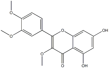 2-(3,4-ジメトキシフェニル)-5,7-ジヒドロキシ-3-メトキシ-4H-1-ベンゾピラン-4-オン 化学構造式