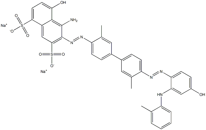 4-Amino-5-hydroxy-3-[4'-[4-hydroxy-2-(o-toluidino)phenylazo]-3,3'-dimethyl-4-biphenylylazo]-2,8-naphthalenedisulfonic acid disodium salt,,结构式