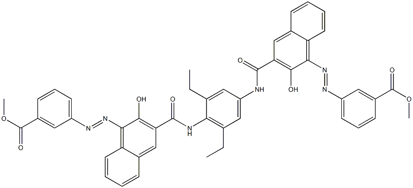 1,4-ビス[1-[[3-(メトキシカルボニル)フェニル]アゾ]-2-ヒドロキシ-3-ナフトイルアミノ]-2,6-ジエチルベンゼン 化学構造式