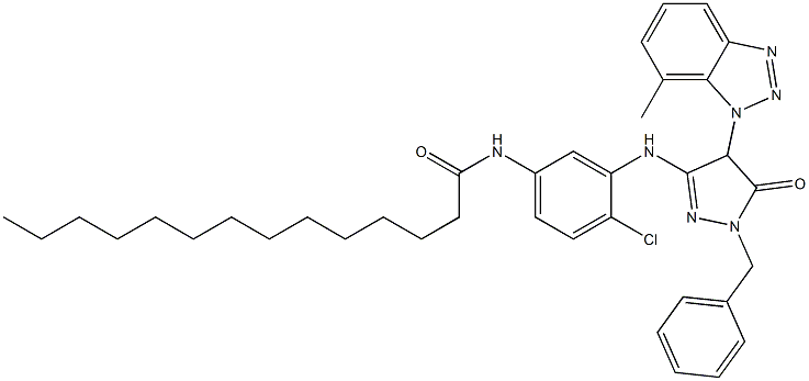 1-Benzyl-3-[2-chloro-5-(tetradecanoylamino)anilino]-4-(7-methyl-1H-benzotriazol-1-yl)-5(4H)-pyrazolone Structure